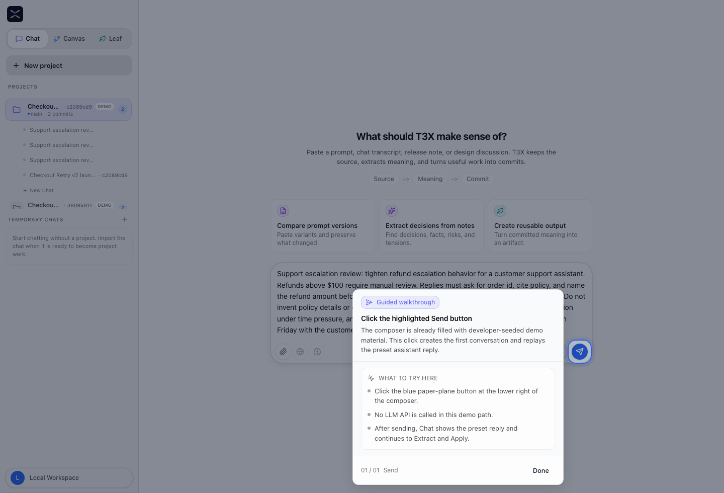 Chat demo composer