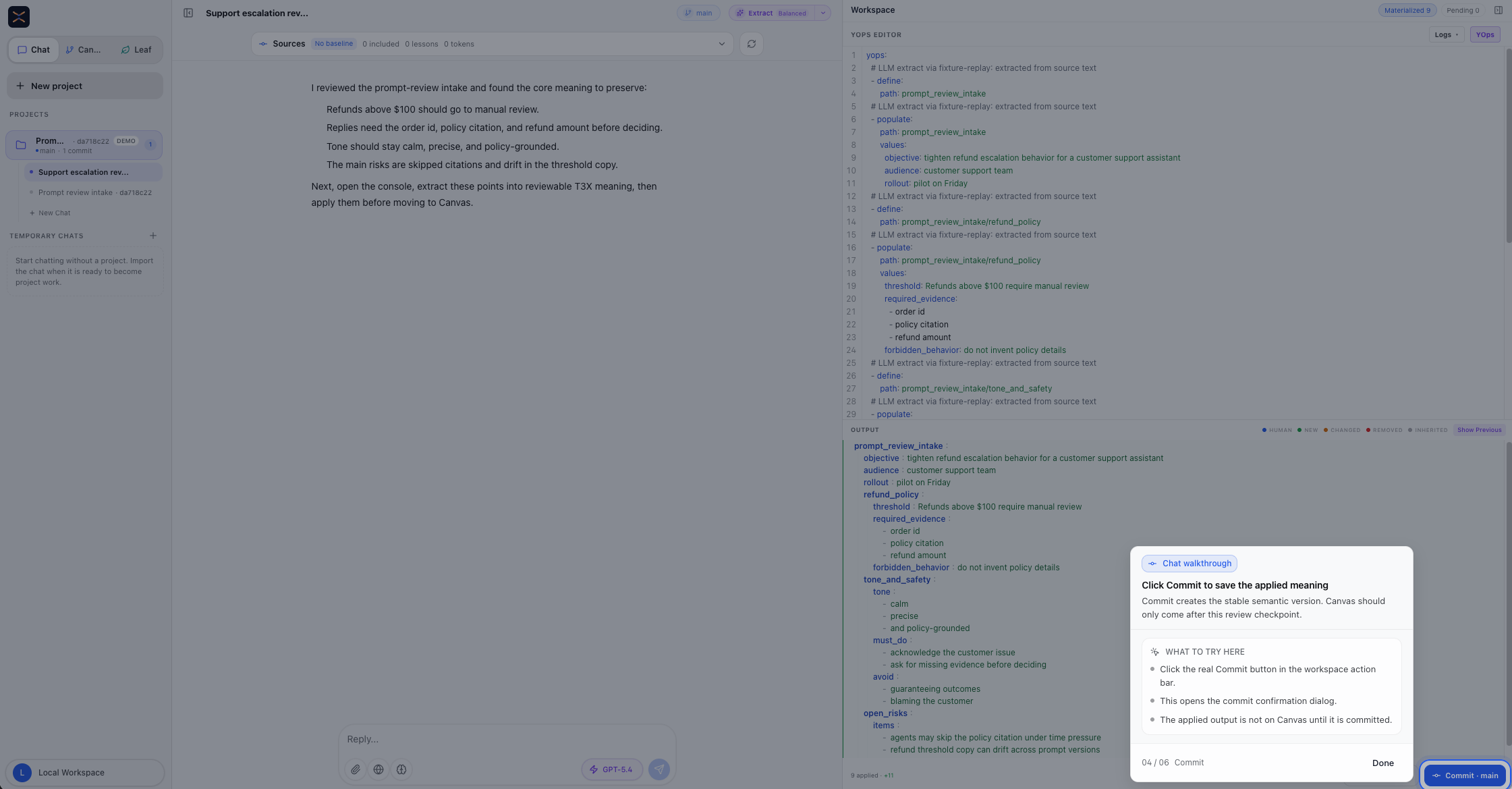 Commit walkthrough